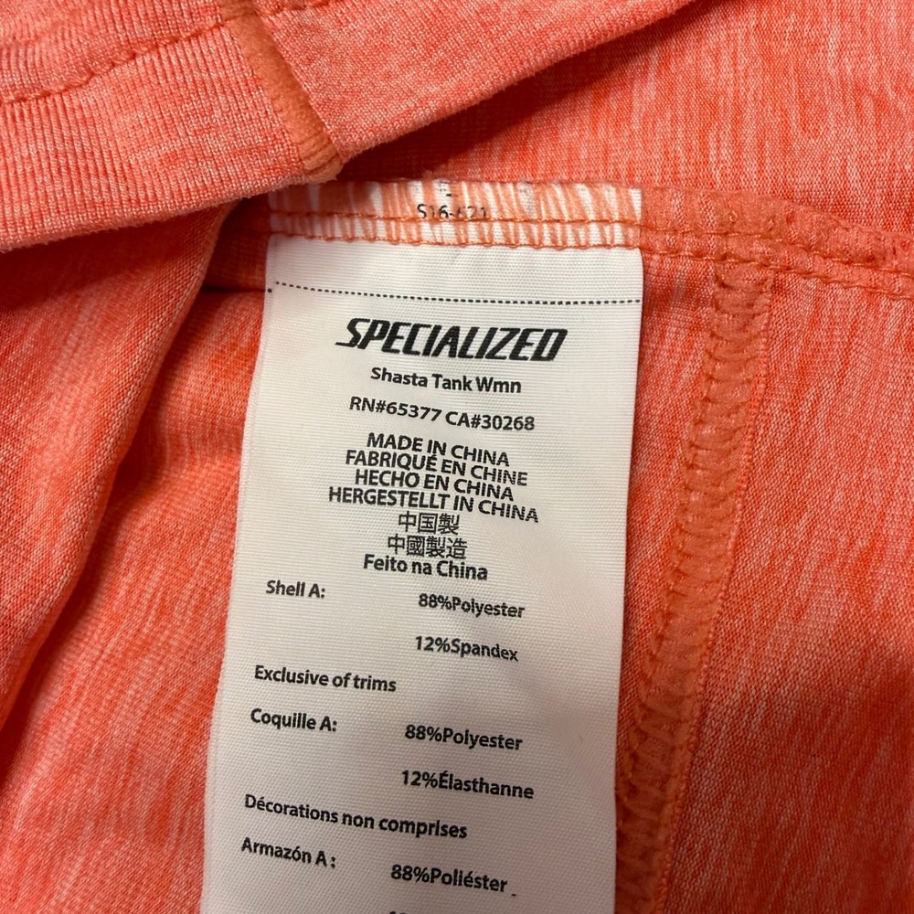 Specialized Shasta Tank Women L Coral Racerback Cycling Rear Zip Pocket Gorpcore - Picture 6 of 10